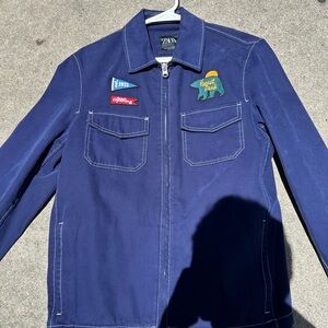Zara Blue Lightweight Shirt Jacket